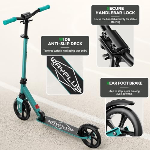 Image of WAYPLUS Kick Scooter for Ages 6+,Kid,Teens & Adults.8 Big Wheels,240lb