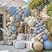 Dusty Blue Brown Balloon Garland Double Stuffed Blue Tan White Sand Grey Latex Neutral Balloon Arch Kit For Teddy Bear Baby Shower Boho Birthday Gender Reveal Party Decoration
