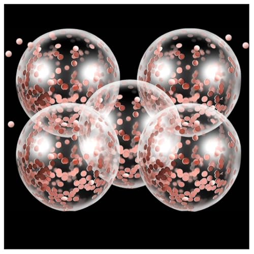 Image of Wanna Party 5 Pieces 24 Inch Jumbo Bubble Confetti Bobo Balloons Including Gold Confetti for Wedding Birthday Anniversary Christmas Decorations (Rose Gold)