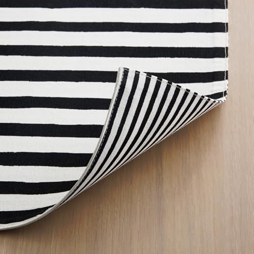 kate-spade-new-york-Hand-Painted-Shirting-Stripe-Reversible-Placemats-4-Pack-Set-100-Cotton-Machine-Washable-CreamBlack-13×19 kate spade new york Hand Painted Shirting Stripe Reversible Placemats 4 Pack Set 100 Cotton Machine Washable CreamBlack 13×19