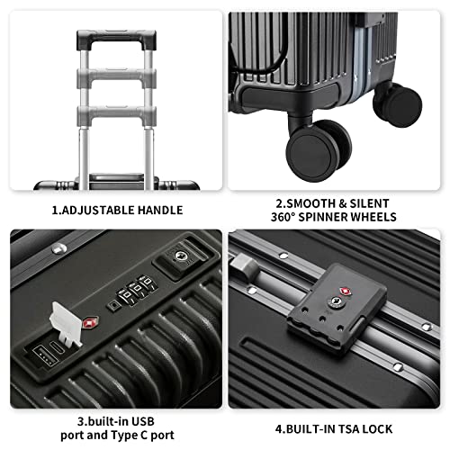 Unisex Adult 24 Inch Luggage with Spinner Wheels, Black, 3 Light 24"4