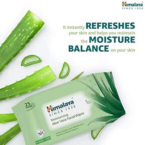 Image of Himalaya Moisturizing Aloe Vera Face Wash, 200ml And Himalaya Moisturising Aloe Vera Facial Wipes, 25 Count (Pack Of 2)