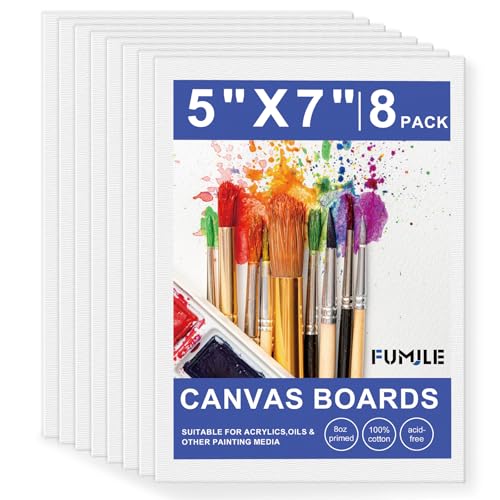 5x7 Inch Canvas Boards for Painting, 8 Pack Primed Acid-Free ...