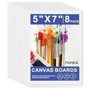 5×7 Inch Canvas Boards for Painting, 8 Pack Primed Acid-Free Blank Canvas Panels, Mini Canvas for Beginners & Artist, Small Canvases for Painting for Classroom and Painting Parties.