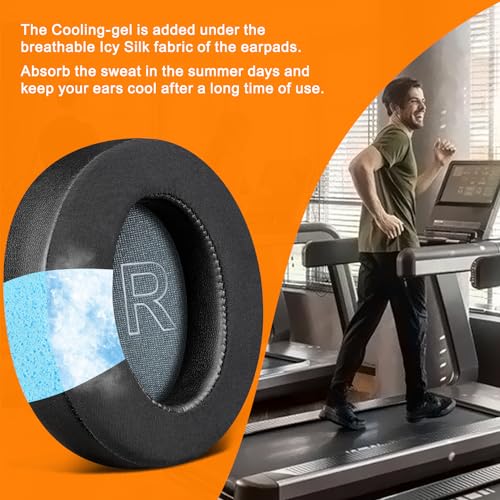 Image of SOULWIT Cooling Gel Earpads Replacement for Anker Soundcore Life Q30 /Q35 Headphones, Ear Pads Cushions with Ice Silk Fabric, High-Density Noise Isolation Foam - Black