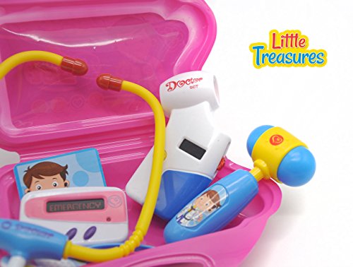 Little Treasures 8-Piece Dr Pretend Play Doctor Medical Play Set Toy with Storage Case for Ages 3 and Up