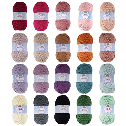 JubileeYarn Snow Blossom Yarn - DK Superwash Wool Yarn - 4 Skein Variety Package