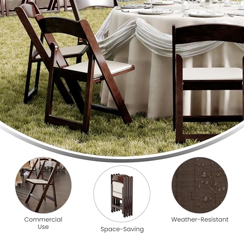 Image of Flash Furniture Hercules Commercial Indoor /Outdoor Folding Event Chair, Wood Look, Weather-Resistant, Lightweight Design, Versatile Use, Dark Brown