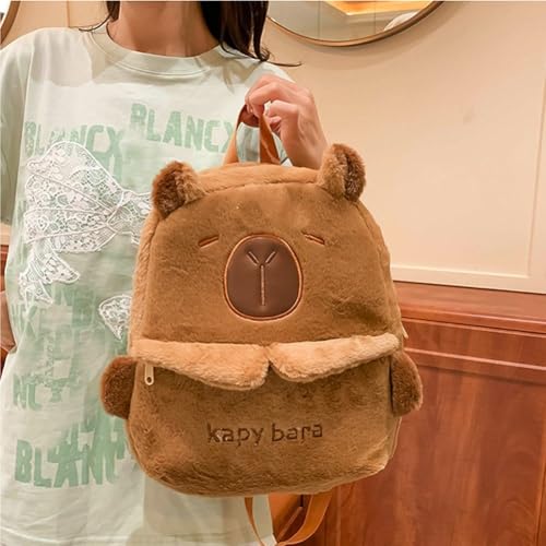 Sac à dos en peluche capybara cartable mignon et doux