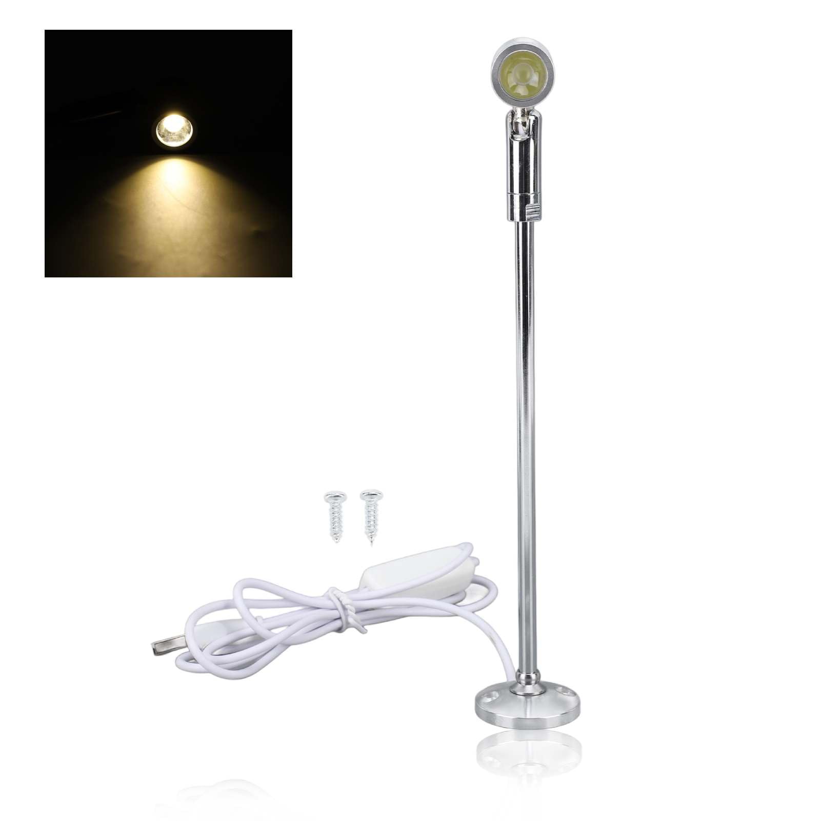 Jwthee LED Mini Spot Light, Standing Up Cabinet Spotlight Lights Indoor Picture Lights Art Lights for Painting Plants Jewelry Showcase (Warm Light)