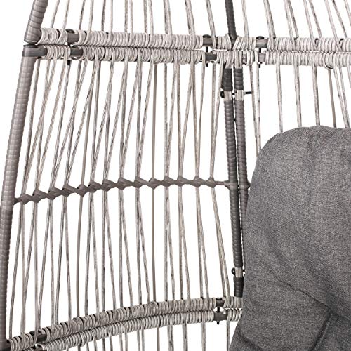 Christopher Knight Home Ellen Outdoor Wicker Swivel Egg Chair With Cushion, Gray, Dark Gray, Taupe #TOP5