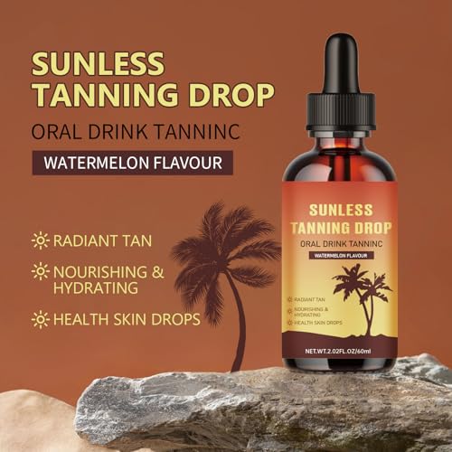 Bräunungstropfen zum Trinken, 2026 Trinkbare Bräunungstropfen, Selbstbräuner tropfen für Gesicht und Körper,Sunless Tanning Drops für natürliche Bräune, Ohne Sonnenschäden,Schnelle Bräunung(2 Flasche)