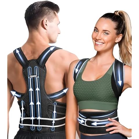 FILLOVE 4X Support Back Brace Posture Corrector for Women and Men with Magnetic Therapy, Adjustable Full Back Straightener for Upper Lower Back Pain Relief, Spine Scoliosis Hunchback Posture Corrector Cover