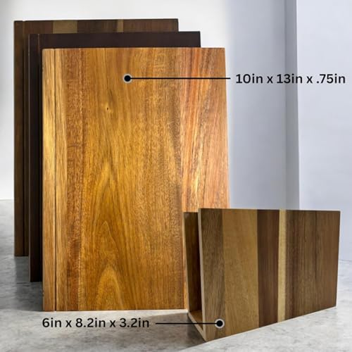Brrnoo Juego de Tablas de Cortar para Libros, 3 Piezas, Tablas de Cortar de Madera, para Servir, de con Soporte de Madera para Exhibición de Cocina, Embutidos,