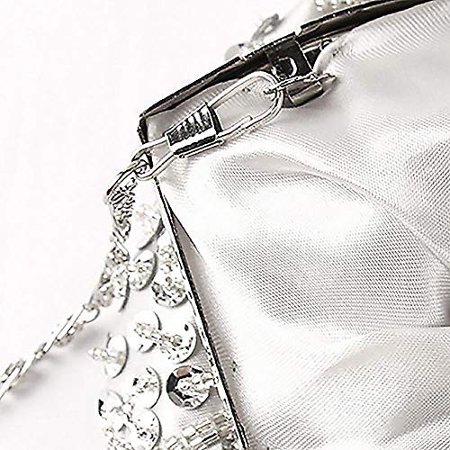 Vistatroy Vintage Style Beaded And Glass Beads Evening Bag Wedding Party Handbag Clutch Purse For Women Female Formal Evening (Silver) #TOP3