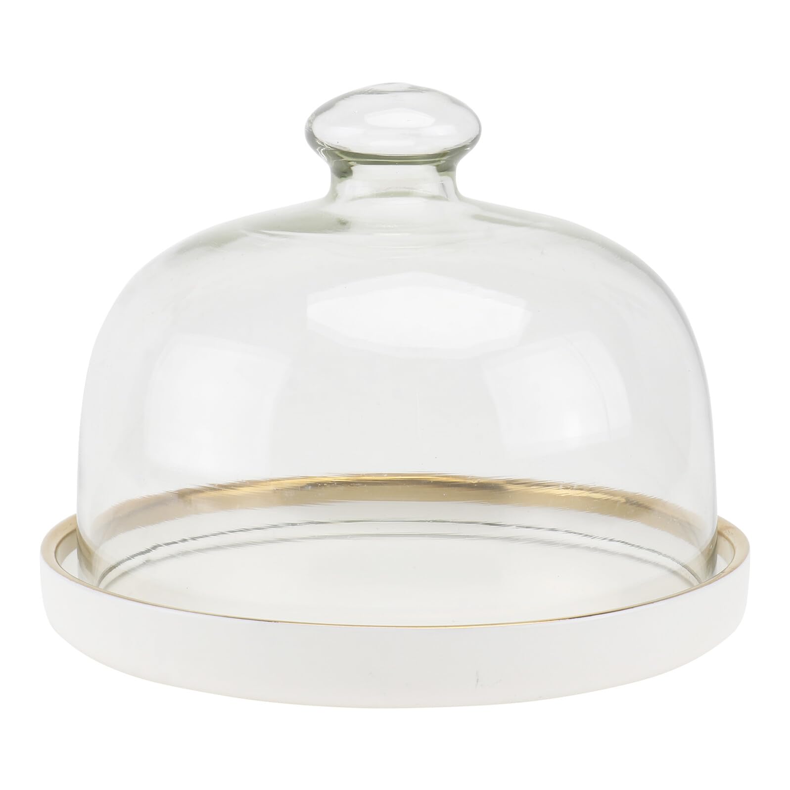 VICASKY Cloche Alimentaire en Verre sans Plomb Plateau Céramique Blanc