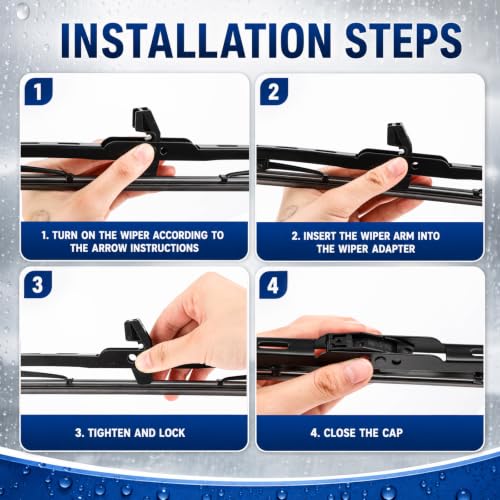 Image of BBTO 16 Pack Wiper Blades Windshield Wipers for Cars U J Hook, 26 16 Inch | Silicone Windshield Wipers, Durable Replacement Blade Set, All Season, Universal Front Fit Passenger Driver Side