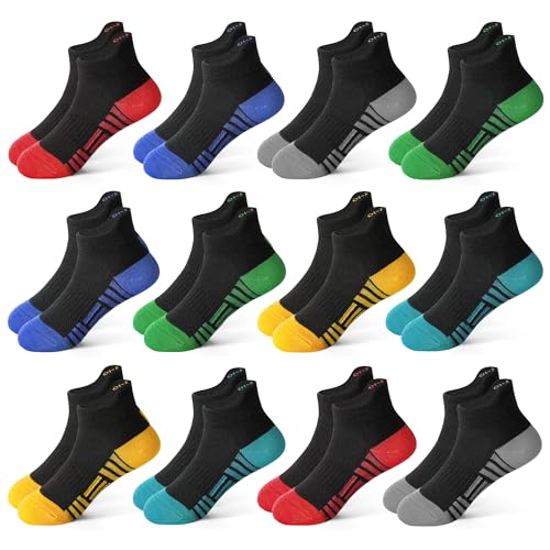 ZERULETS Kids Socks Boys Sock, 12 Pairs Ankle Athletic Low Cut Sport Short Socks for Boys Girls Toddler 1-14 Years(Multicolored-a, 3-5 Y)