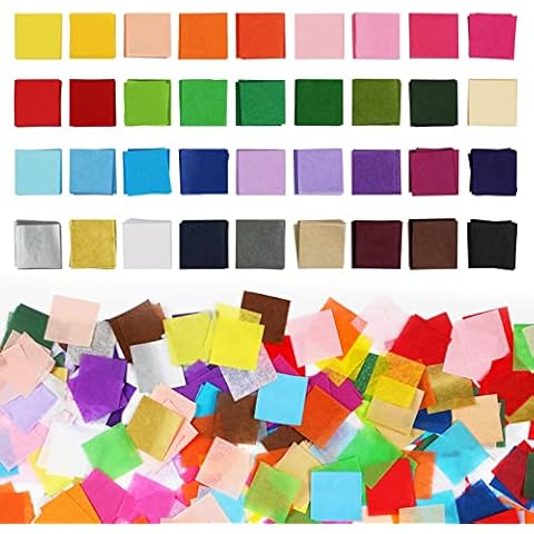 5400 Pcs 1 Inch Tissue Paper Squares, 36 Assorted Colors Cover