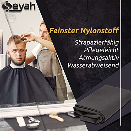 Foto von [2 Stück] SEYAH Profi Friseurumhang Erwachsene und Kinder mit Hakenverschluss Wasserabweisend Friseur Umhang zum Haare schneiden Haar-schneideumhang Frisierumhang Frisörumhang Schwarz