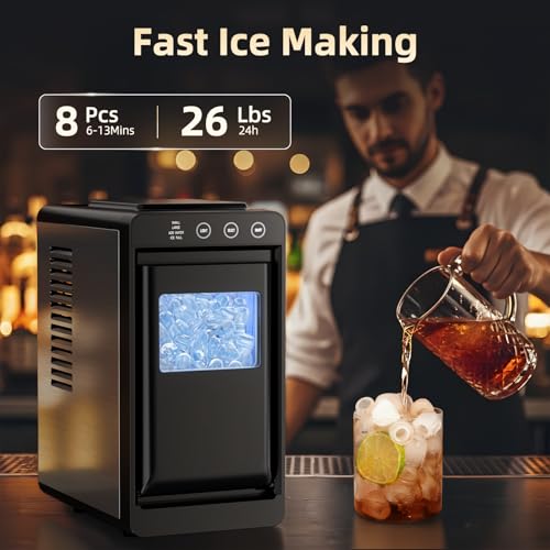Image of Antarctic Star Ice Maker, Portable Ice Machine with Self-Cleaning Function, 8 Cubes in 6 Mins Fast Countertop Ice Making, Compact Ice Maker for Home, Kitchen, RV, Travel, Black