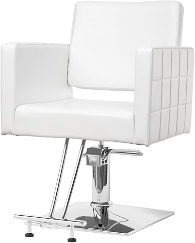 Silla de peluquería para estilista de peluquería de asiento ancho, silla de peluquería hidráulica con reposapiés de acero inoxidable, silla de salón