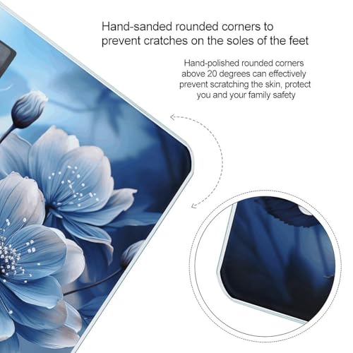 Báscula digital de baño floral azul elegante compacta miniatura 4