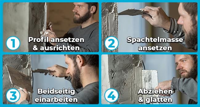 doitBau PVC Eckrollwinkel 4 Rollen 25 m | Kantenschutzprofil für Trockenbau | variabler Winkel 50 bis 180 Grad