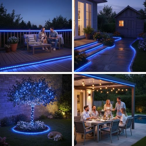 Image of 5 Meter Waterproof LED Strip Light Blue | Decorative LED Rope Light, Flexible Strip Light, Party Lights, Room Decoration, Festival Lighting, Indoor Outdoor Use