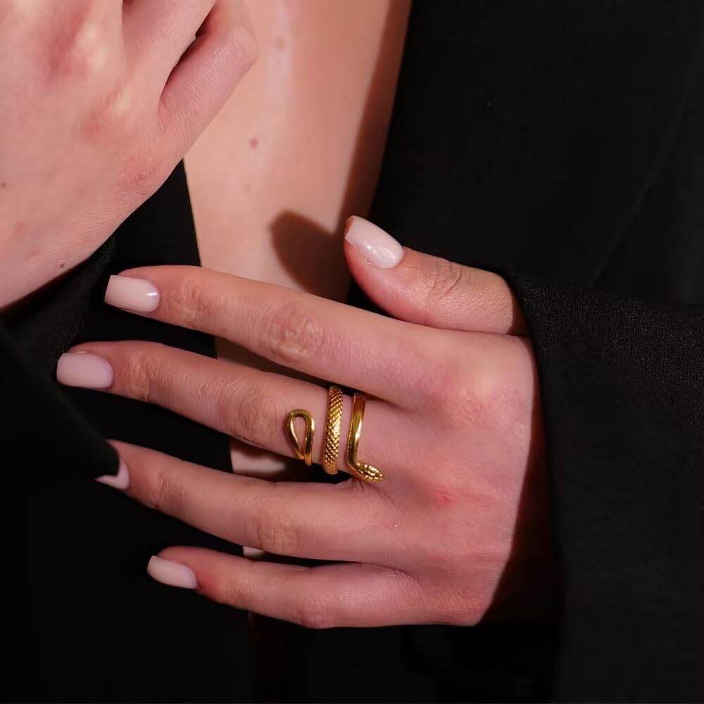 Star & Pixie Dust 18K Gold Plated Snake Ring for Women – Adjustable Serpent Wrap Ring, Hypoallergenic Stainless Steel, Bold Statement Gift for Her - Image 4