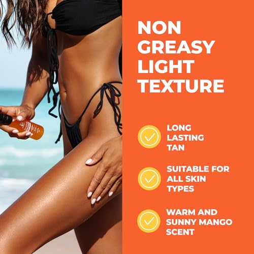 BYROKKO Shine Brown Two-Phase Super Tanning Spray (100 ml), Deep Tan Accelerator Spray with Natural Oils and Hyaluronic Acid, Effective in Sunbeds & Outdoor Sun, with warm and sunny Mango Scent - Image 4