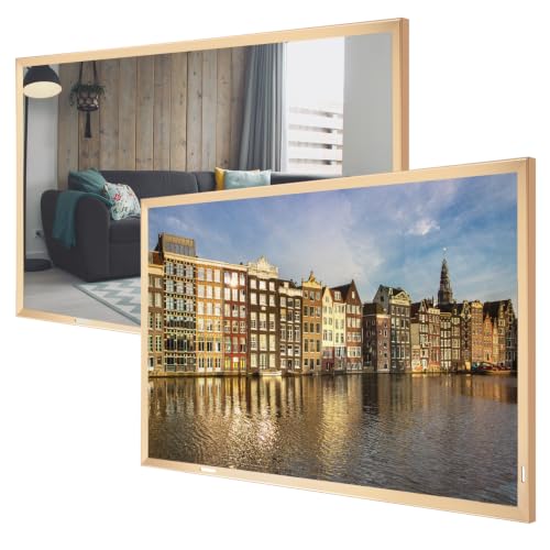 Image of Soulaca 55-Inch 4K UHD Smart Mirror TV with Champagne Gold Aluminum Frame, WiFi, Bluetooth, Voice Control ATSC Tuner Smart Gallery Fireplace