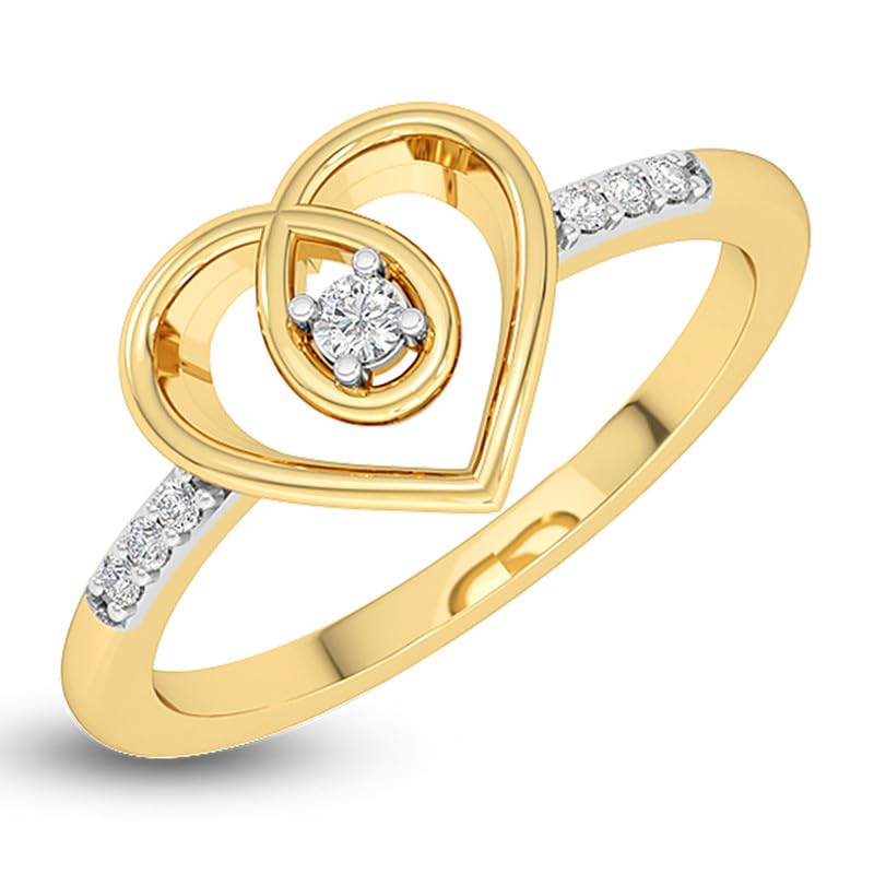 KISNA14k / 18k Real Gold & Diamond Ring | Diwali, Rakhi Rakshabandhan Gift for Sister/Bhabhi/Women | With Certificate of Authenticity & BIS-Hallmarked Gold Jewellery | Just Heart Ring