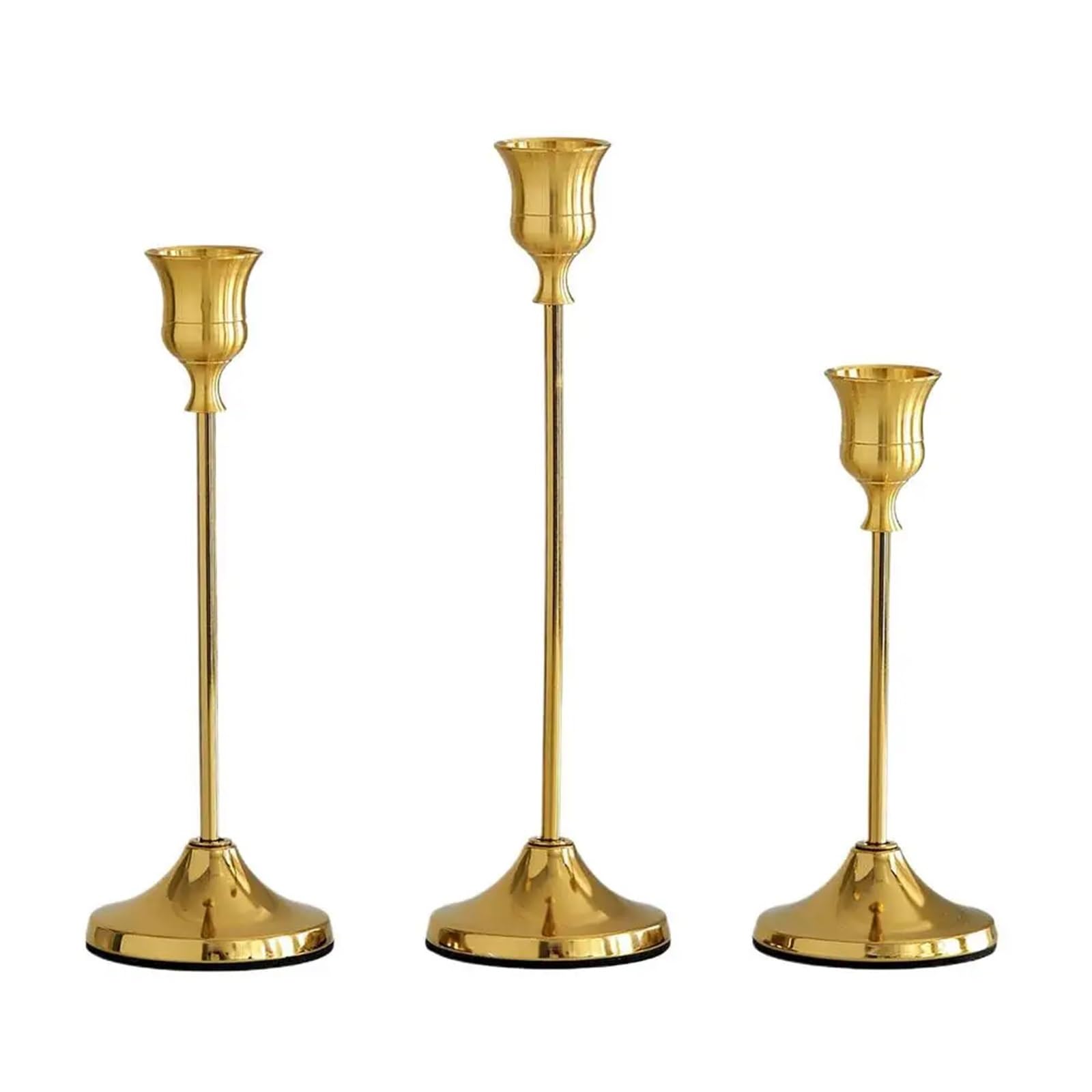 Set di 3 candelieri con decorazioni in metallo for matrimoni, eleganti portacandele da tavolo vintage for la casa, l'hotel, il Natale Per Soggiorno,Cucina(GOLD)