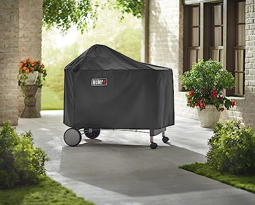 Image of Weber Grill Cover for Performer Premium & Deluxe, 22 inch - Black Durable Polyester Cover with Velcro Strap (2005-2025 Models), Weber Charcoal Cover