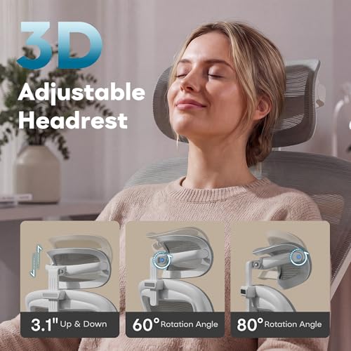Image of Ollega Ergonomic Office Chair with Memory Foam Seat, Computer Desk Chair | 3.5 inch Memory Foam Cushion, 3D Adjustable Headrest, Lumbar Support, Flip-Up Armrests, Breathable Mesh, 330LBS Weight Capacity