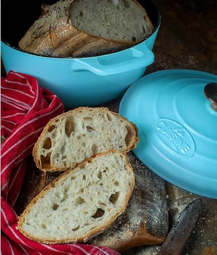 Image of La Cuisine Enameled Cast Iron Dutch Oven Casserole Pot with Lid, Internal Matte Black Enamel Coating for bread baking 5 QT 10.5 inch / 26cm O, For GalssTop Stove, Oven-Safe, Teal