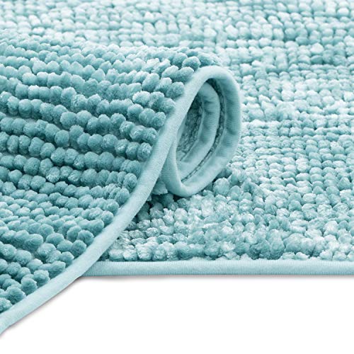 AmeliaHome Badematte 60x90 cm Badvorleger Badteppich rutschfest Bati Hellblau Cover