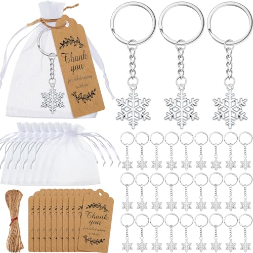 Flocon de neige porte-clés avec étiquette kraft pour décoration de Noël