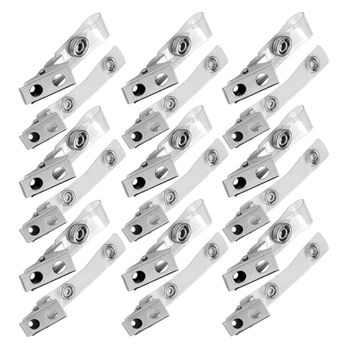 Clips double trou pour badge métal Mikikit porte-badge de travail renforcé PVC