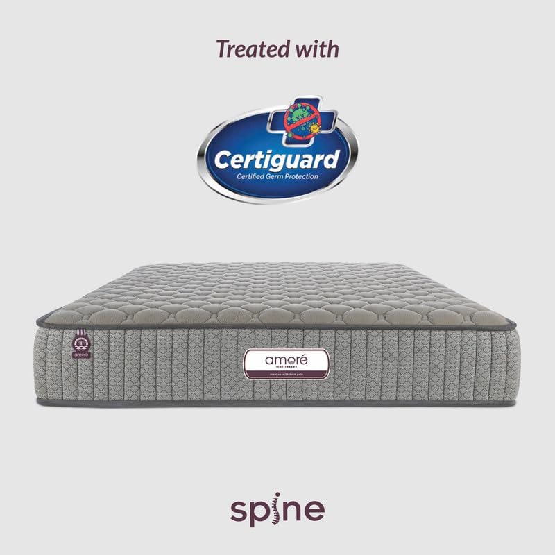 Image of AMORE Spine 6 Inches High Resilience (HR) Memory and Rebonded Foam Orthopedic Mattress |Queen Size (84x60x6) |CertiPUR-US Certified HR Foam | CertiGuard Technology