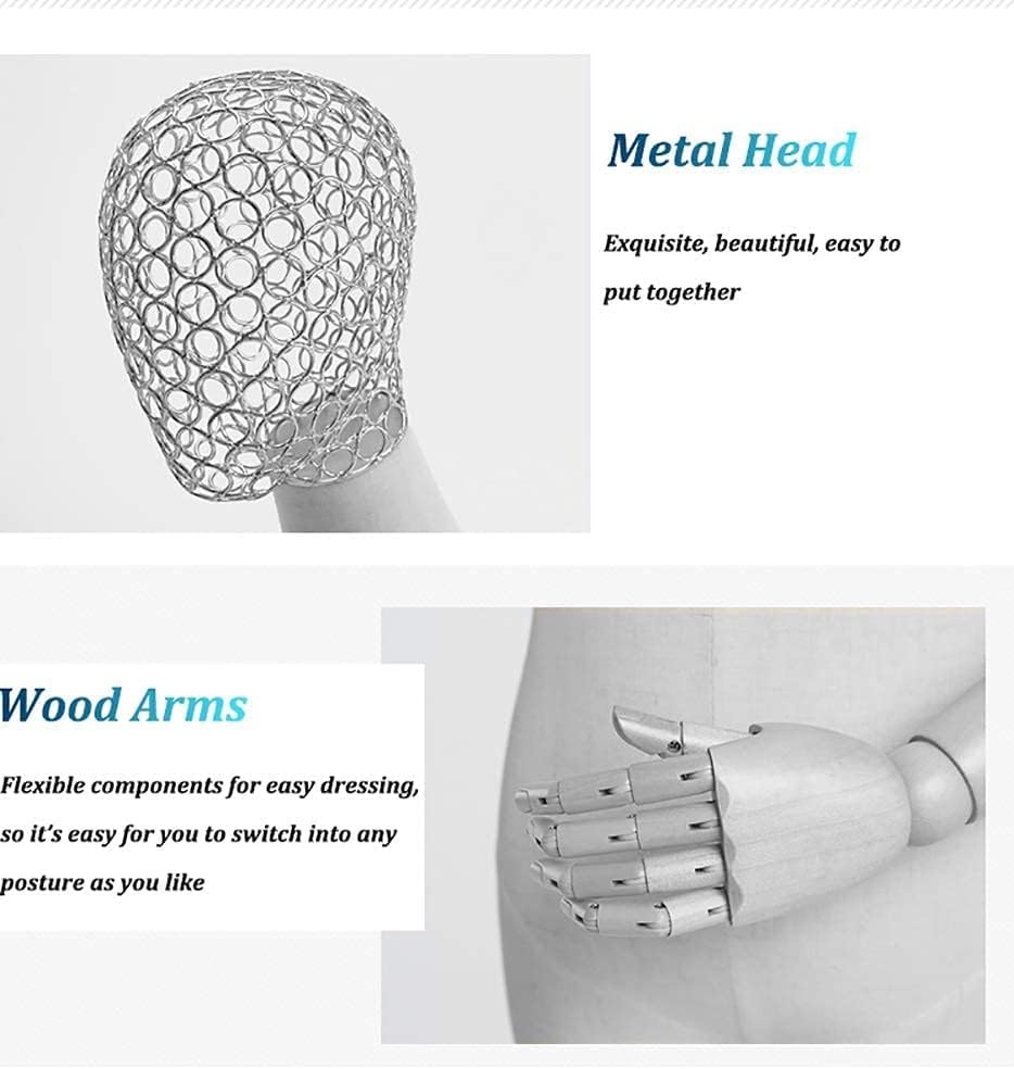 Torso-Mannequin-Ständer, weibliche Schaufensterpuppe, weibliche Schaufensterpuppe, Torso-Mannequin, Damen-Kleidung, Kleider-Display mit Stativfuß (mit Armen, Größe S)