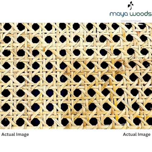 Image of 24 inch Width Premium Natural Rattan Cane Webbing Roll - Pre-Woven Bamboo Mesh Sheet for Chair, Cabinet, Basket & DIY Caning Projects - Imported Solid Wood Cane Mat (24x24 Inches)