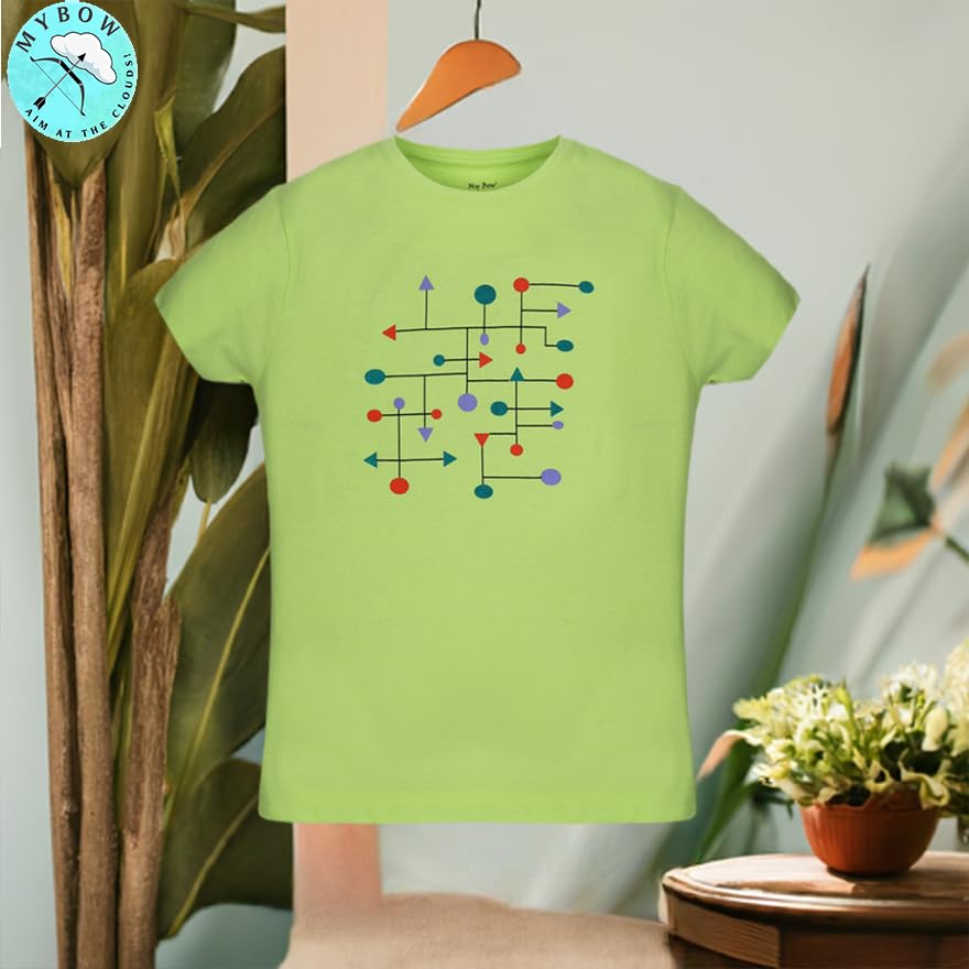 Image of Girls Cotton Crew Round Rib Neck Short Sleeve T-Shirts, Green, Orange red, Turquois