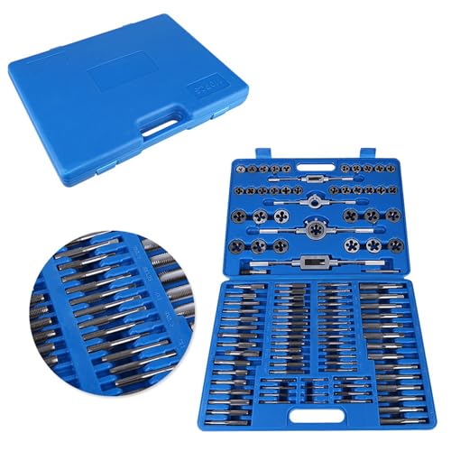 Marhynchus 110pcs Carbon Steel Tap and Die Set Heavy Duty Hand Tool Kit for Threading Operation with Adjustable Wrench - Image 7