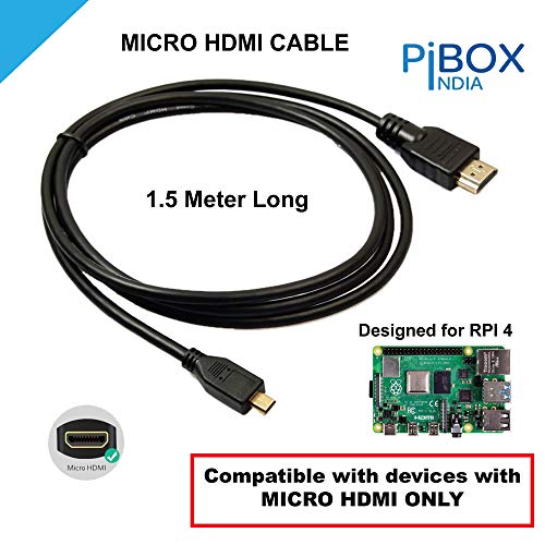 PiBOX India, Micro HDMI Cable to HDMI Cable, 4K 60Hz, 1.5 Meter 5 feet, Adapter Ethernet Audio Return for Raspberry Pi 4 pi 5 RPI, GoPro Hero 7,... - Image 3