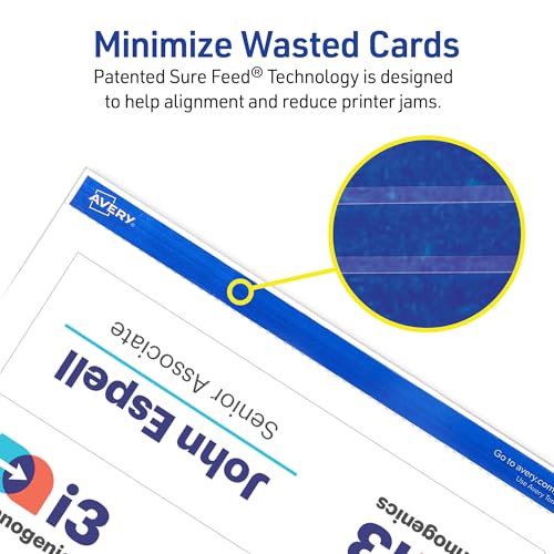 Avery Printable Tent Cards with Sure Feed Technology, 2-1/2" x 8-1/2", Matte White with Embossed Border, 100 Blank Place Cards for Laser and Inkjet Printers (5305) by Avery - Image 3