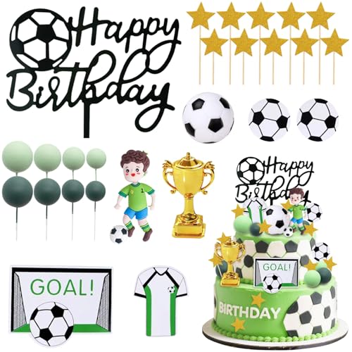 Tortendeko Fussball, 26 Stück Fußball Tortendeko, Happy Birthday Tortendekos, Kuchendeko Fußball, Football Cake Decoration, Fußbälle Deko Geburtstag Kinder, für Sport Thema Geburtstag Party Tortendeko Fussball, 26 Stück Fußball Tortendeko, Happy Birthday Tortendekos, Kuchendeko Fußball, Football Cake Decoration, Fußbälle Deko Geburtstag Kinder, für Sport Thema Geburtstag Party