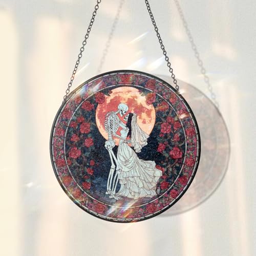 Attrape-soleil crâne en verre teinté de 20 cm avec chaîne et crochets - 3