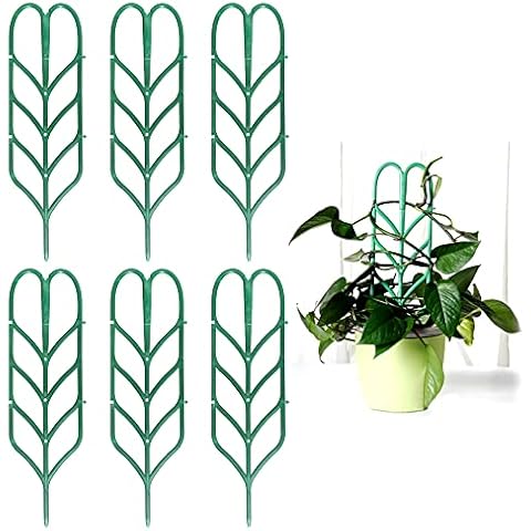 Aniann Garden Trellis for Mini Climbing Plants, Leaf Shape Potted Plant Support Vines Vegetables Vining Flowers Patio Climbing Trellises for Ivy Roses Cucumbers Clematis Pots Supports (6 Pack) Cover
